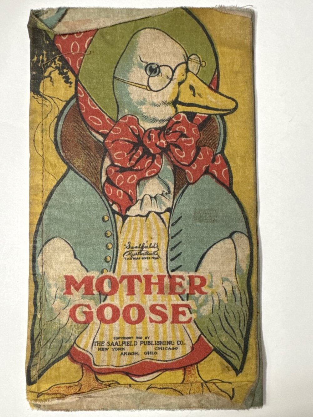 Vintage Mother Goose & Gander Fabric Book Pages Saalfield Publishing Co Colorful - Picture 1 of 9